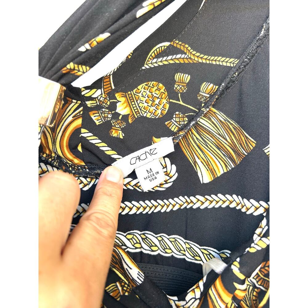 Vintage Y2K Cache Set Halter Top Mini Skirt Baroque Scarf Versace Medium 8 Gold - Picture 4 of 13